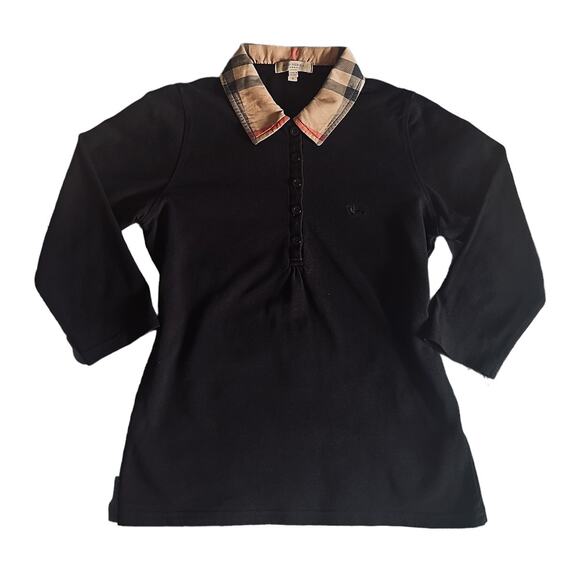 Burberry 3/4 Sleeve Black Polo Top | Size S - Picture 1 of 8